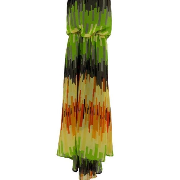 Sugarlips Dress High Low Midi Strappy Colorful Rainbow Jagged Striped Sz S - Picture 8 of 10